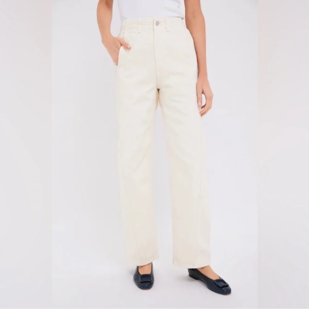 APIECE APART Meridian Straight Leg Relaxed Jean Size 30‎ Ecru Cream High Waist